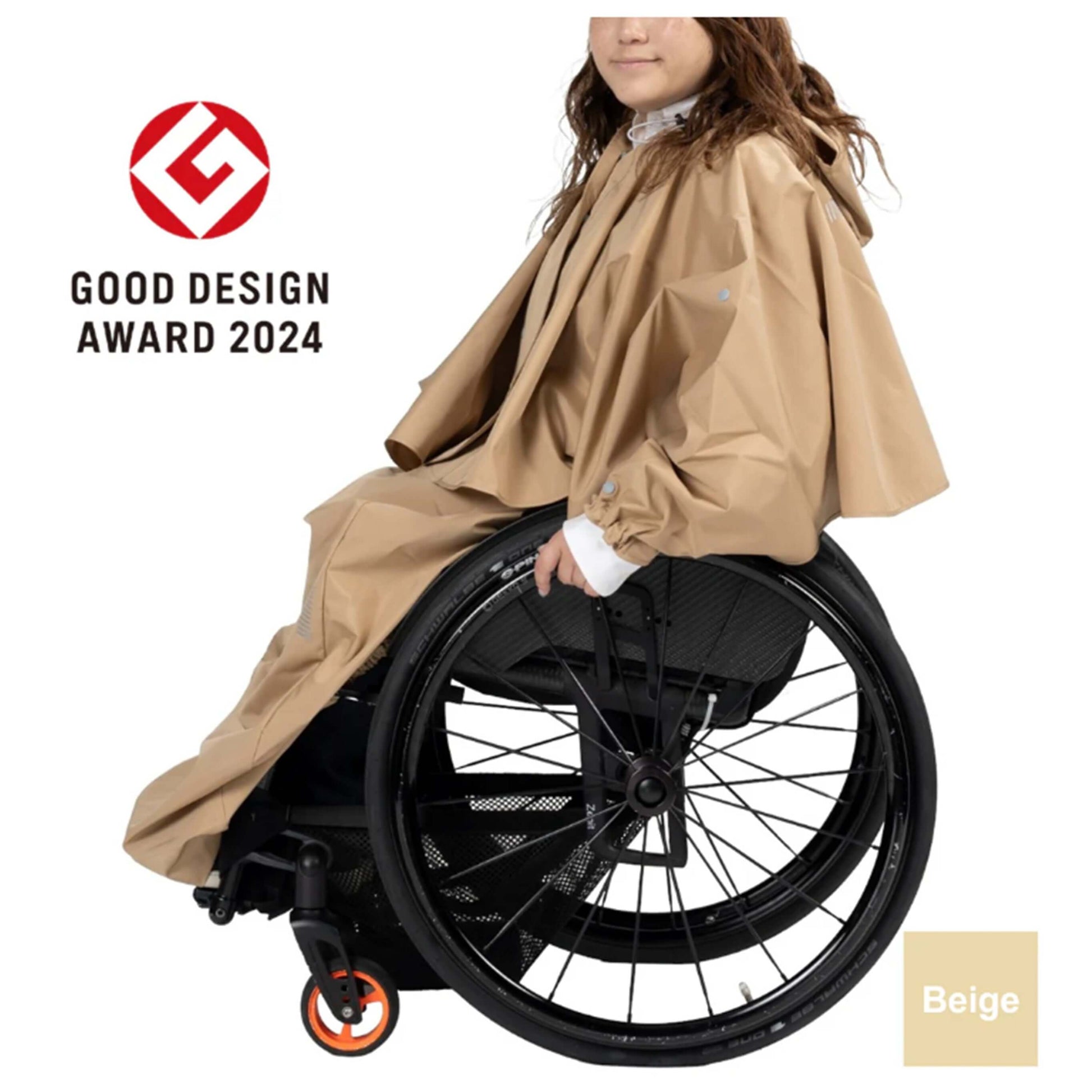 "多機能レインウェア 車いす装着例"