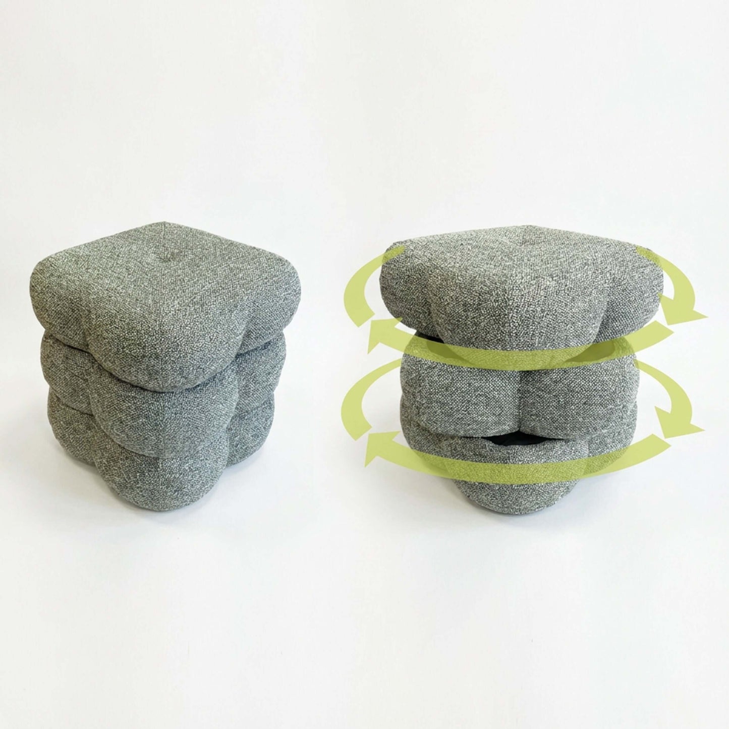 回転スツール ベージュの360°回転セパレートクッションが重なった画像