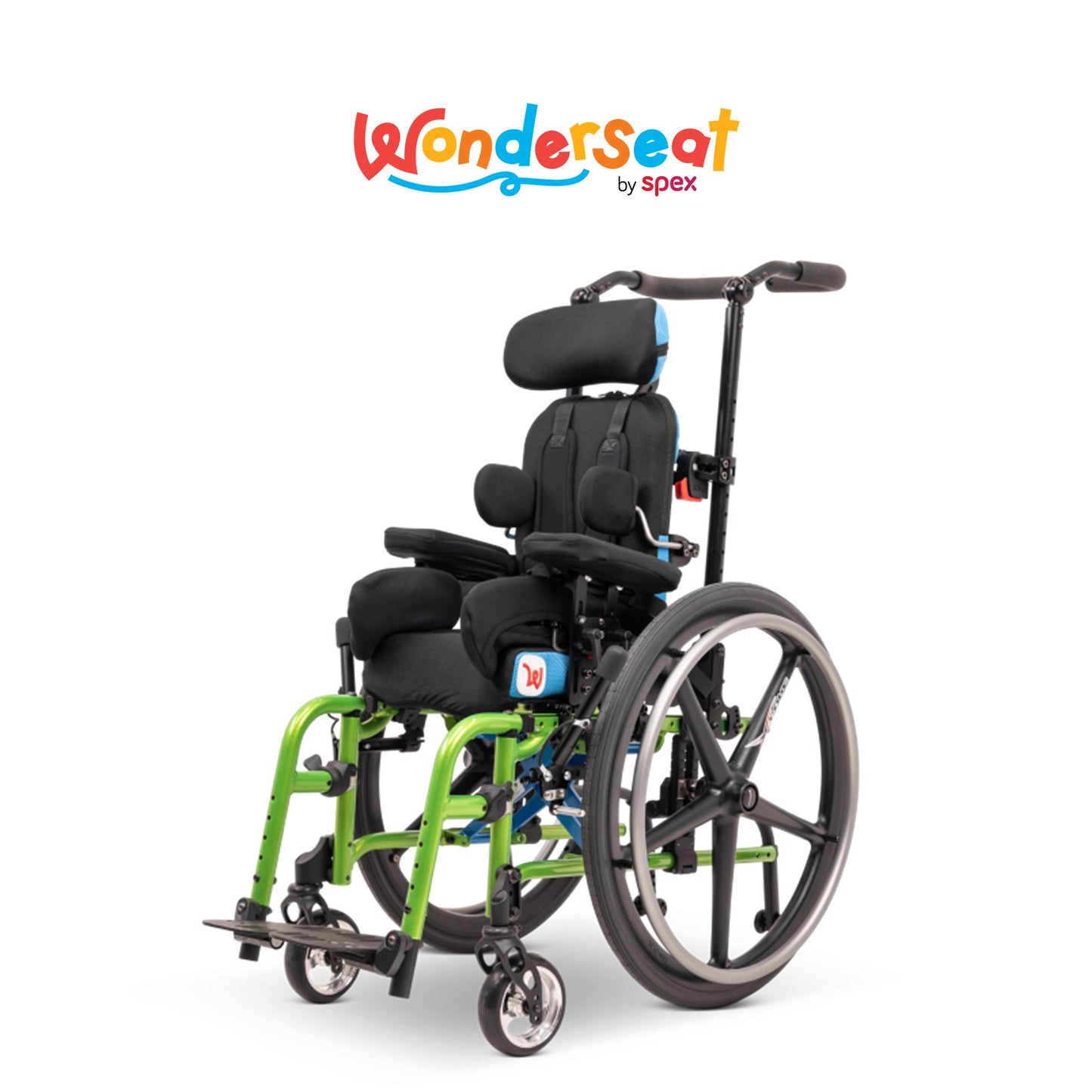 セミオーダー座位保持装置Wonderseat Bounceの画像。成長型シーティングとしっかりしたサポートを提供。Little Wave Flipも含む。